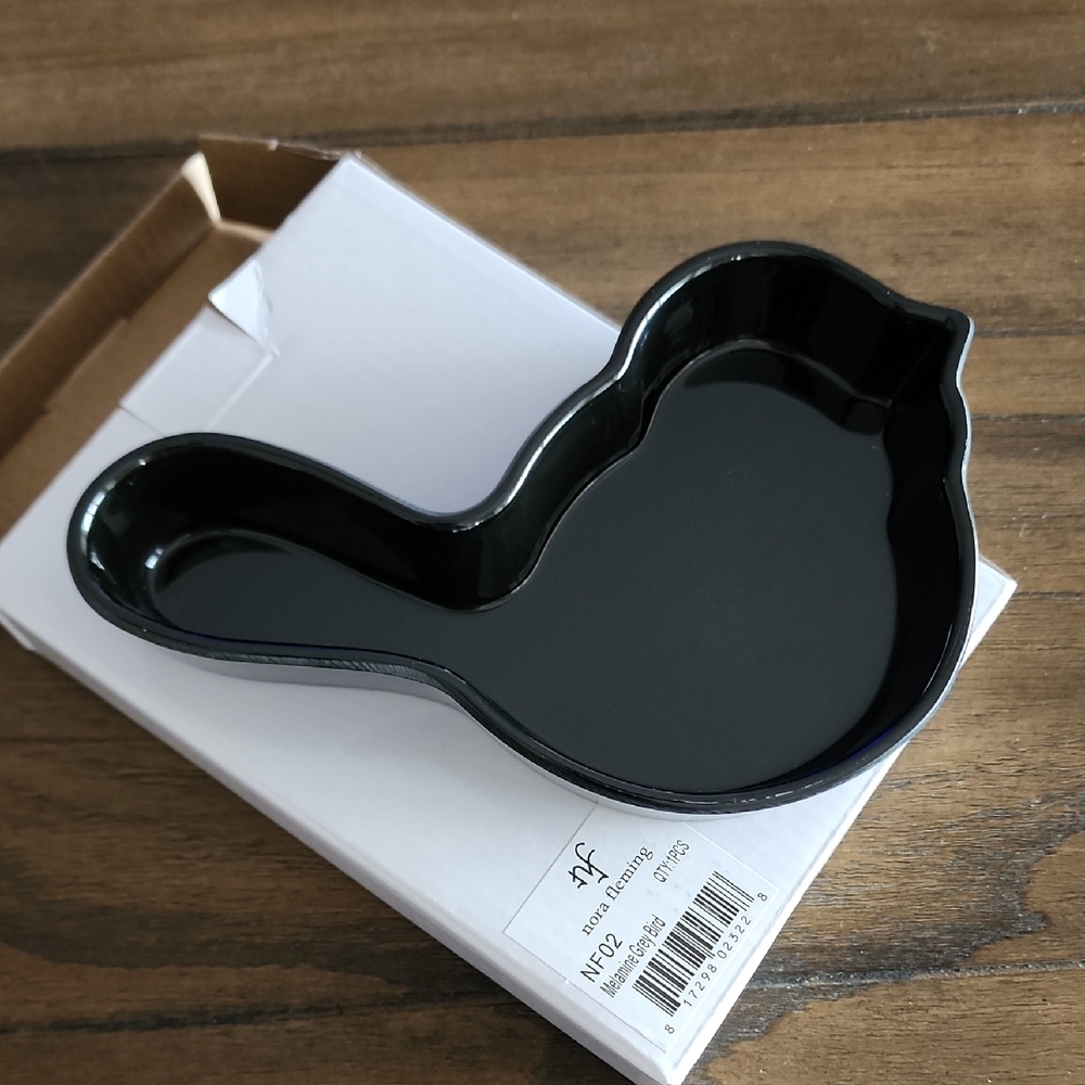 Nora Fleming Grey melamine bird dish NWT
